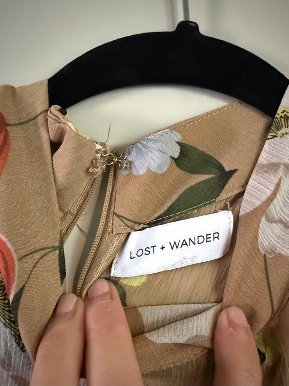 Lost and Wander Tiered Long Sleeve Midi Dress - Beige Floral - Picture 3 of 3